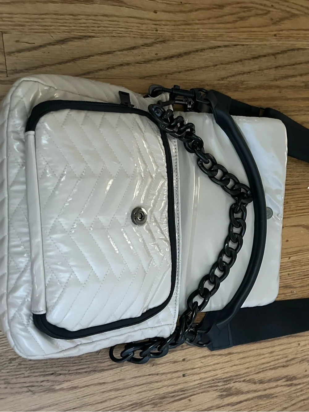 THINK ROYLN Muse Moto Quilted Crossbody Bag with Black Chain Strap